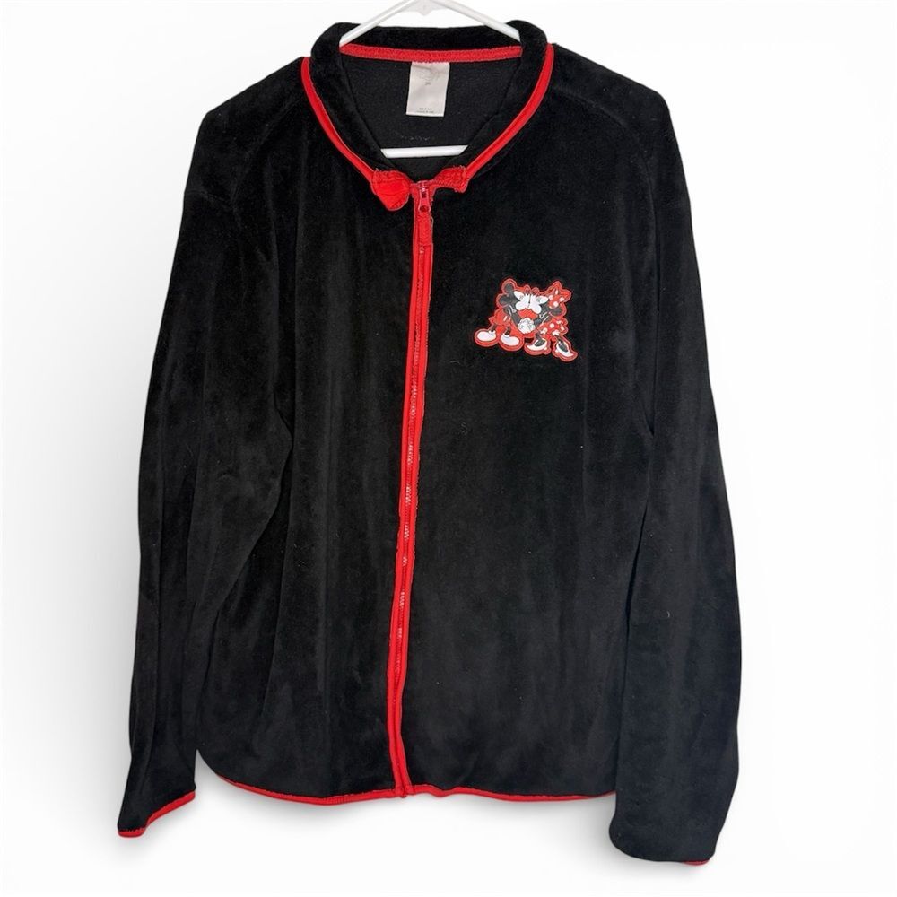Disney Mickey & Minnie Fuzzy Fleece Full Zip Jacket Black 2XL Parkbound